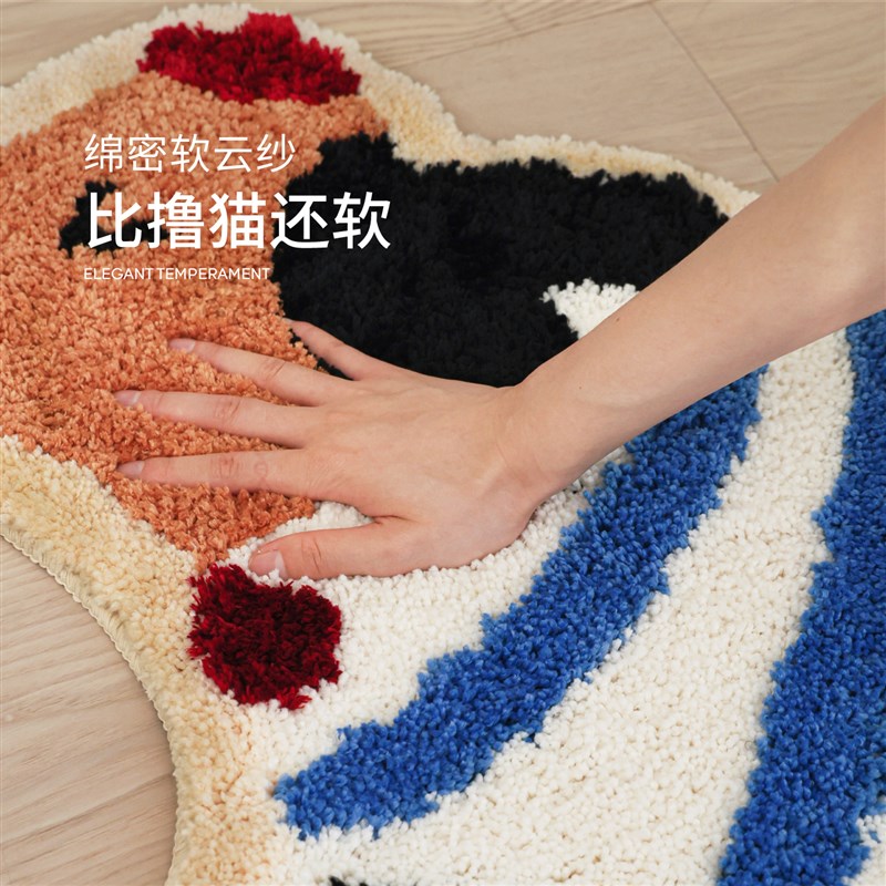 赛波斯小狗异形床边毯多巴胺儿童房可爱毛绒地毯客厅卧室装饰地垫