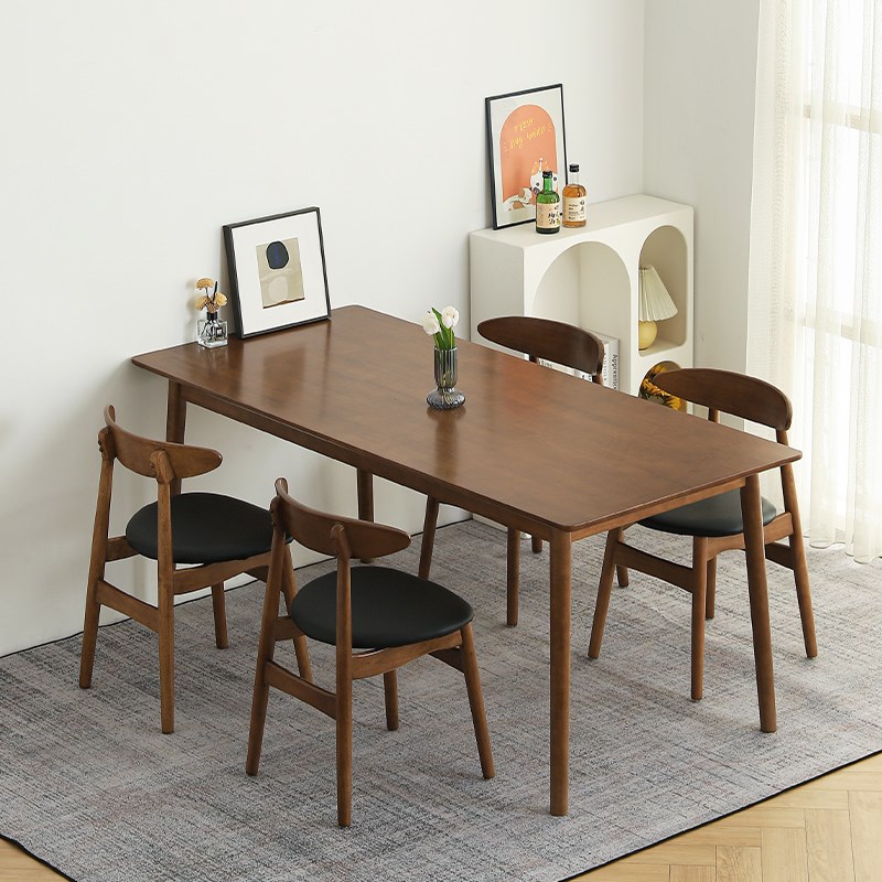 现代简约风直腿实木长桌小户型家用客餐厅多人桌椅洽谈会客区桌子