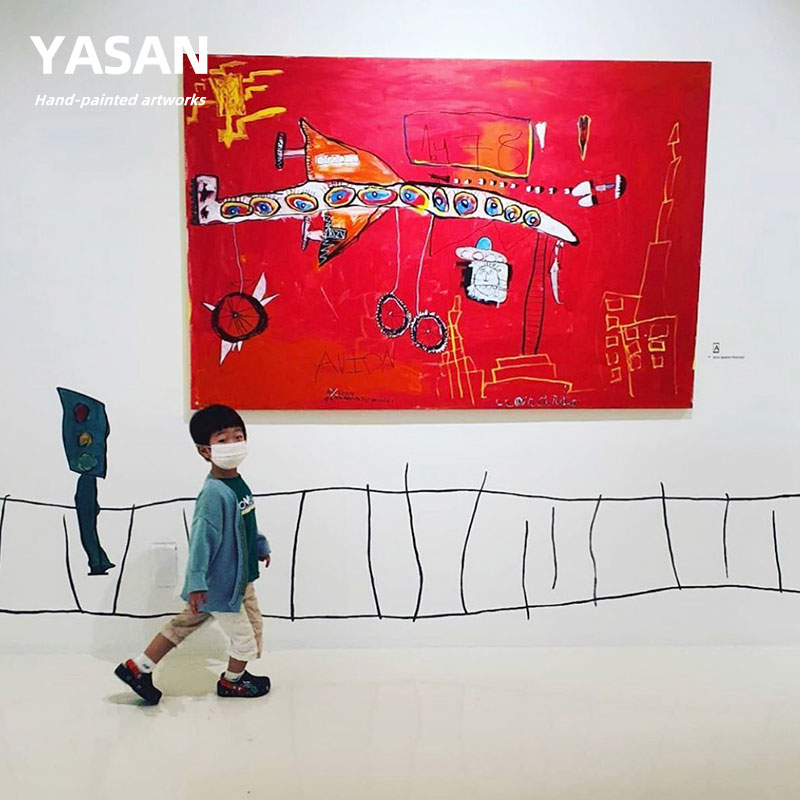 YASAN 儿童房趣味涂鸦装饰画纯手绘创意油画潮流艺术卧室大幅挂画图片