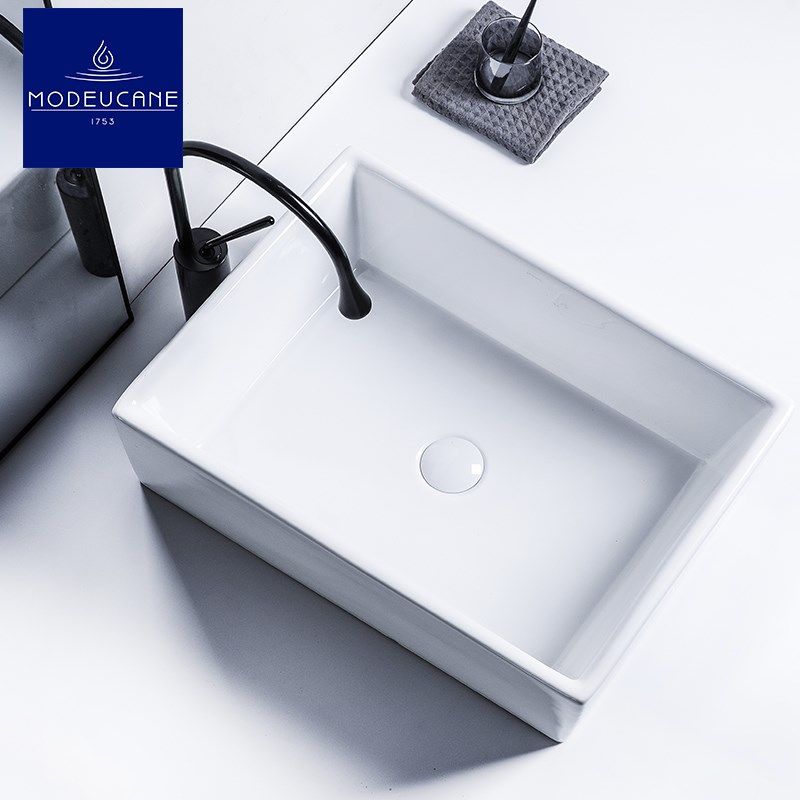 莫德卡恩MODEUCNE 极窄长型台上盆陶瓷洗手盆超窄洗脸盆竖装家用