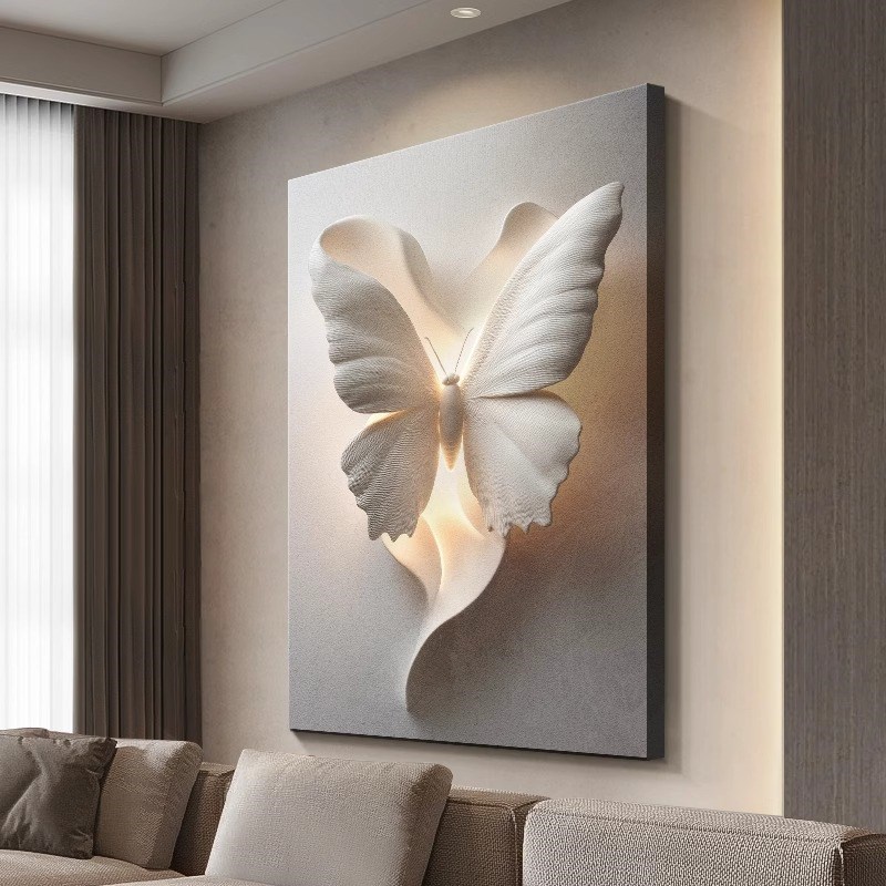 简约现代客厅装饰画高级立体感蝴蝶沙发背景墙挂画玄关正对门壁画图片