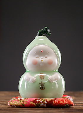 创意葫芦暴富可爱茶宠小摆件陶瓷工艺品香插家居办公室桌面送礼品