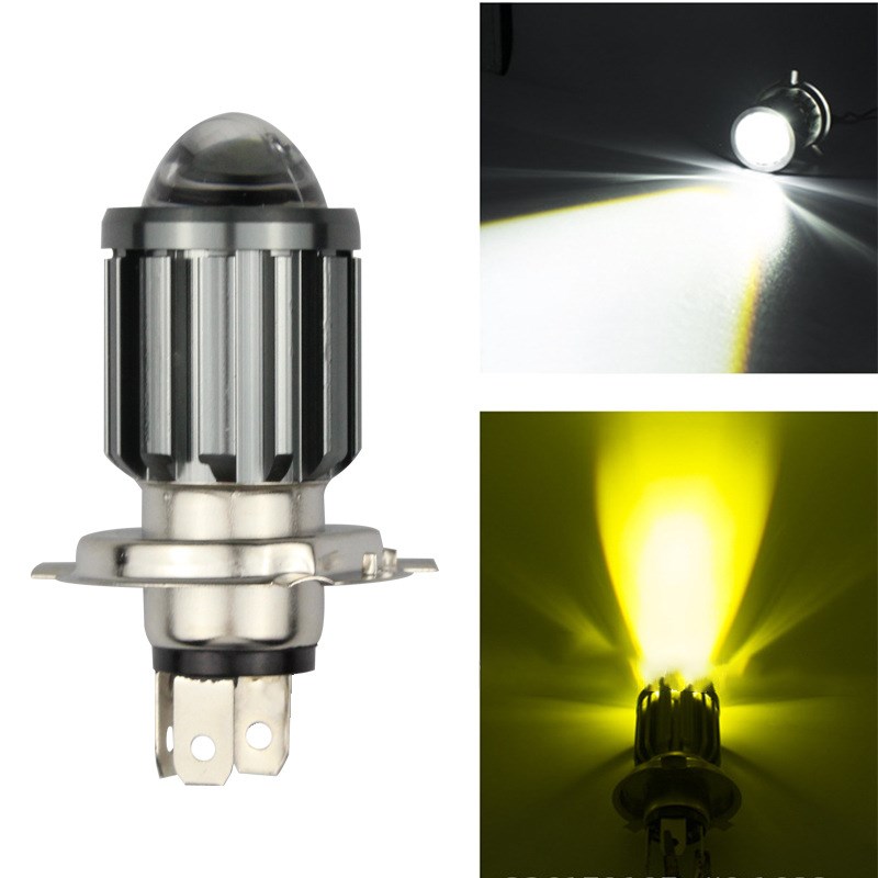 摩托车透镜灯电动车激光射灯改装内置 12V60V强光LED大灯泡远近光
