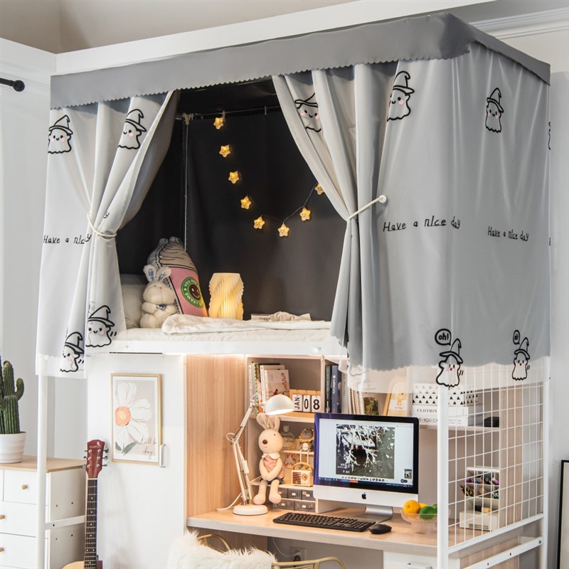 大学生宿舍床帘男上铺下铺女桌加厚蚊帐一体式强遮光寝室透气床幔