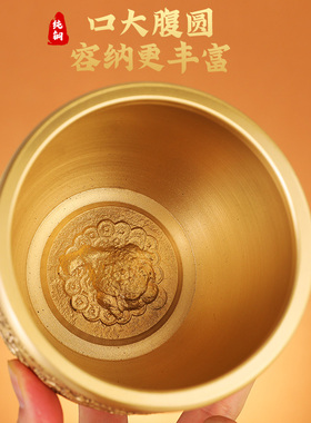 纯铜五龙缸聚宝盆摆件招财进宝缸实心铜缸黄铜米缸聚财玄关装饰品