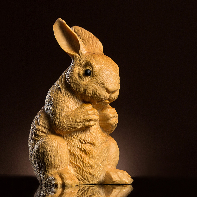 小叶黄杨木雕刻兔子手把件家居装饰实木工艺品送礼汽车动物小摆件