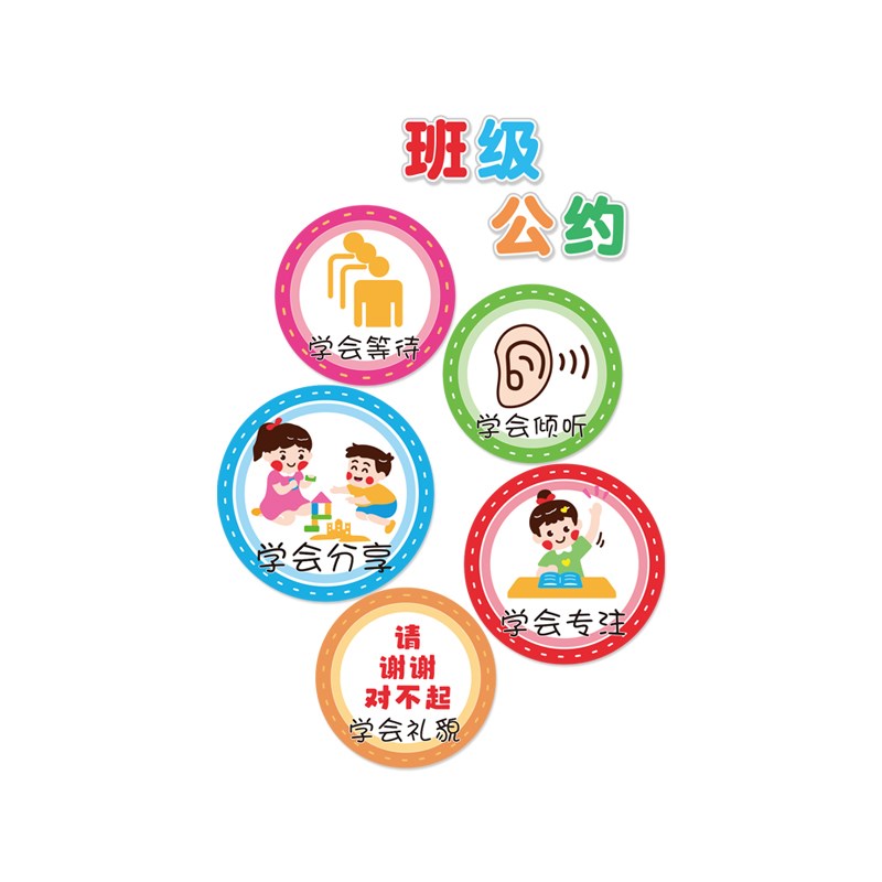 班级公约墙贴纸幼儿园学校小学生教室布置装饰文化墙建设神器环创