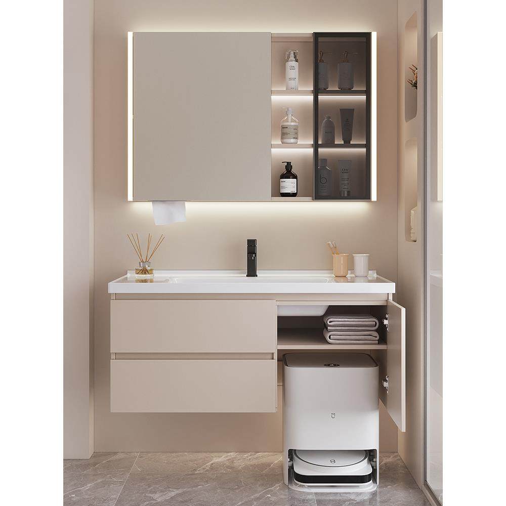 浴室柜组合陶瓷一体盆可放扫地机器人基站洗手池洗漱台洗脸面盆柜