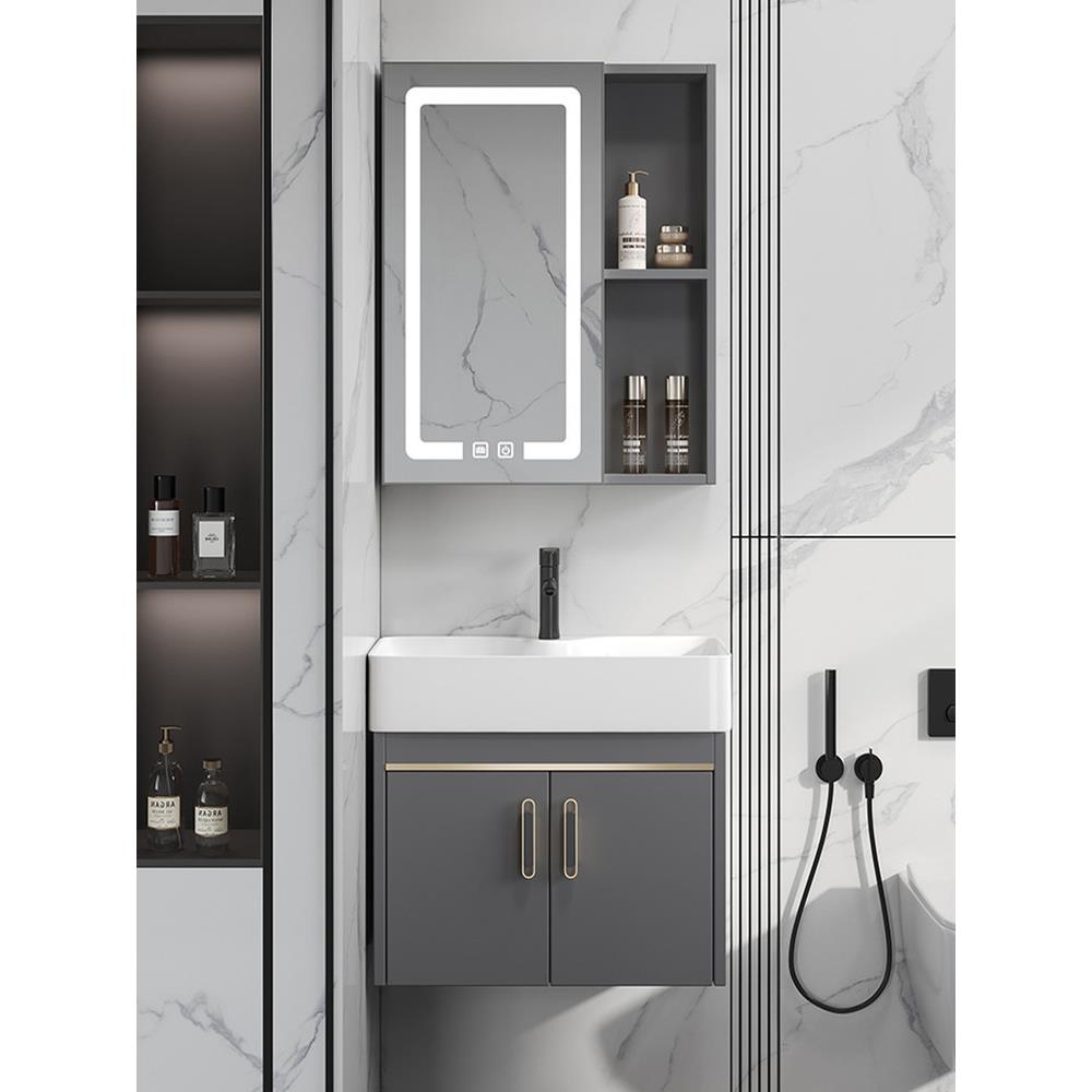 太空铝小户型浴室柜组合卫生间洗脸盆挂墙式一体洗手盆洗漱台盆