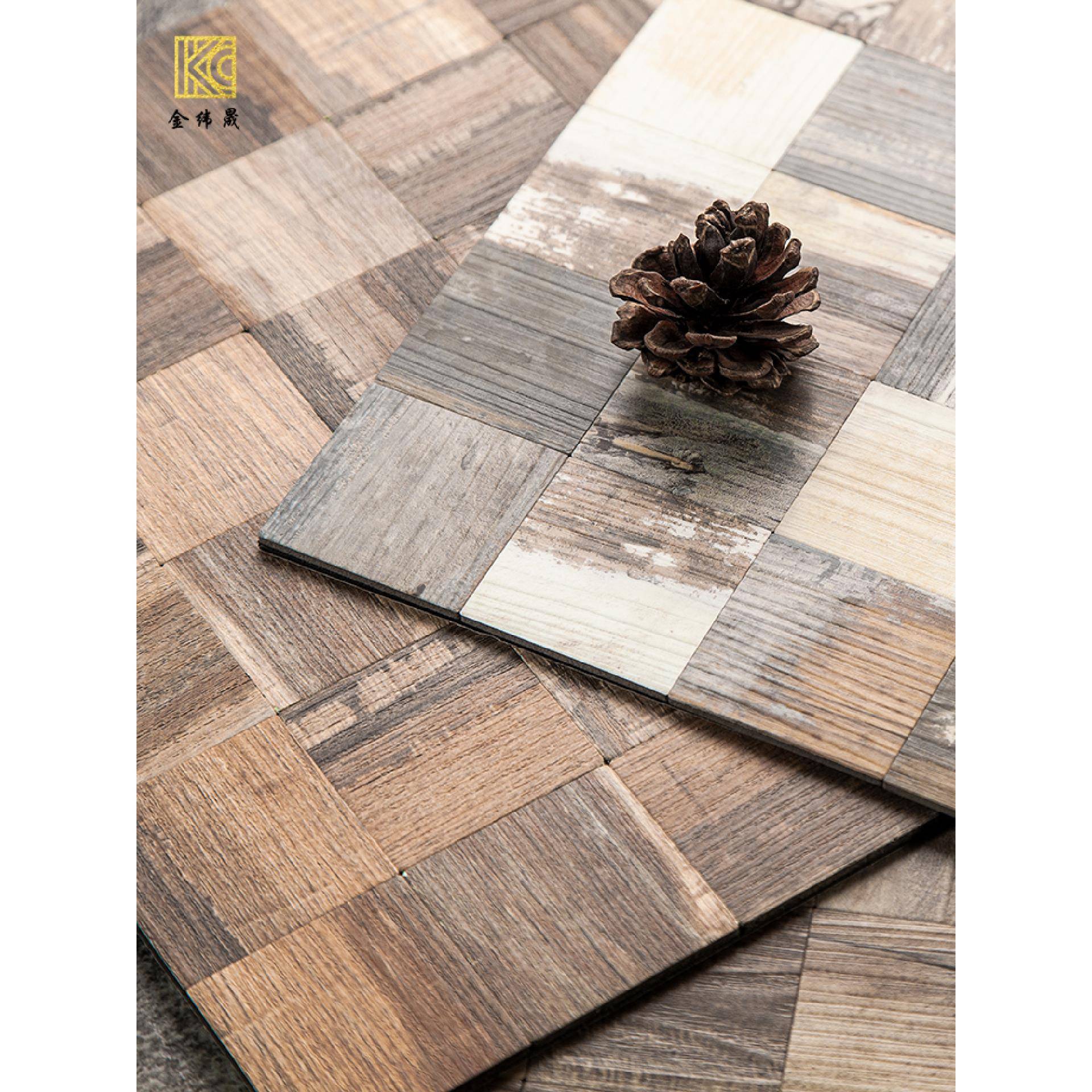 木纹砖仿实木3D立体复古餐厅客厅卧室背景墙自粘马赛克仿瓷砖墙贴