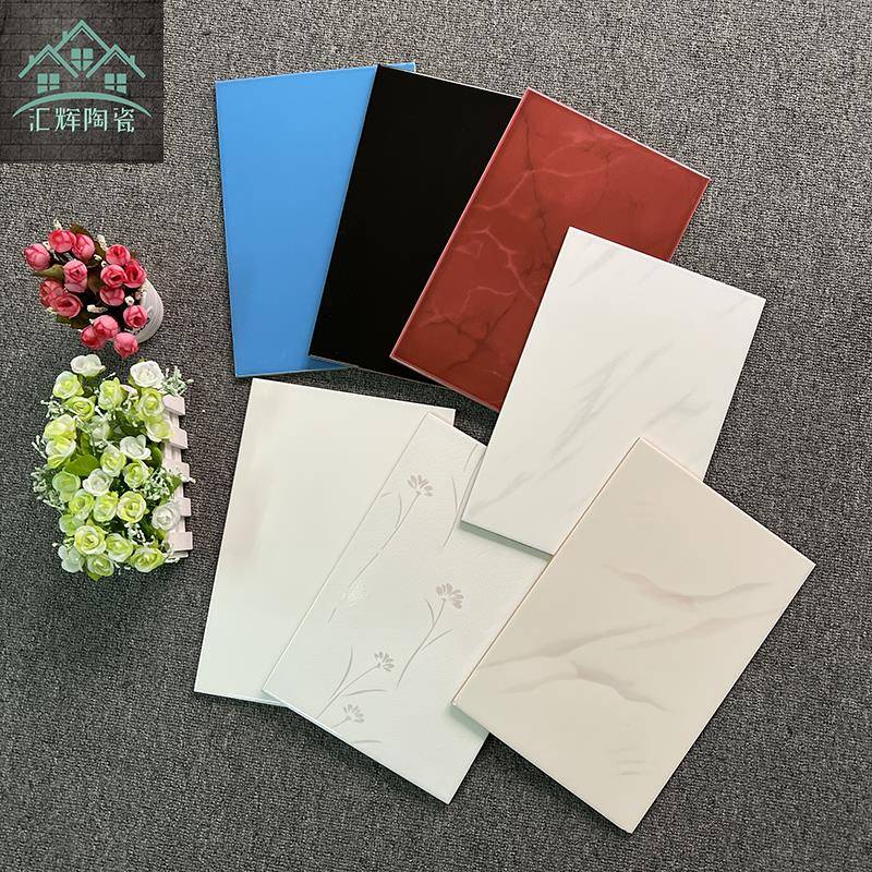 学校工厂住宿楼厨房卫生间瓷片200x300彩色纯白亮光内墙釉面砖