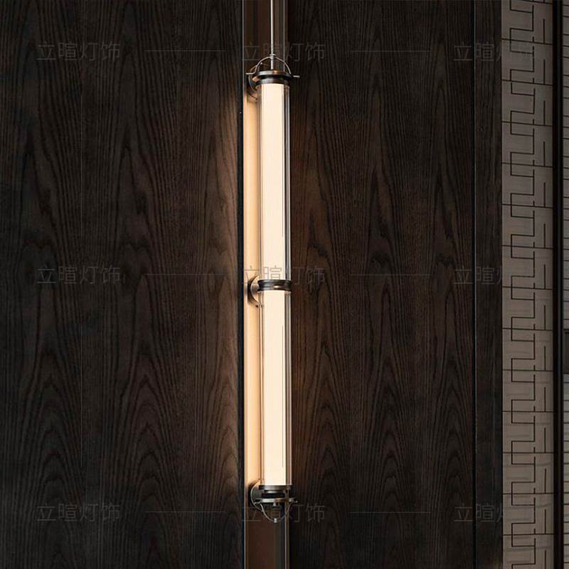 设计师创意酒店大堂过道长条壁灯新中式背景墙灯新款工程长杆壁灯