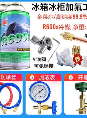 冰箱冰柜R600A冷媒雪种纯利昂加氟工具套装冰种冷冻液定频变频