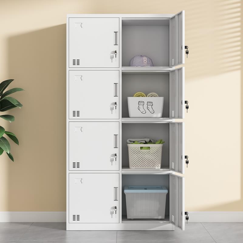 西安八门铁皮更衣柜学校宿舍钢制储物柜工厂员工浴室8门换衣柜子