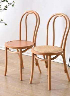 藤椅索耐特thonet美式法式覆古实木中古家用饭厅靠背椅子藤编餐椅