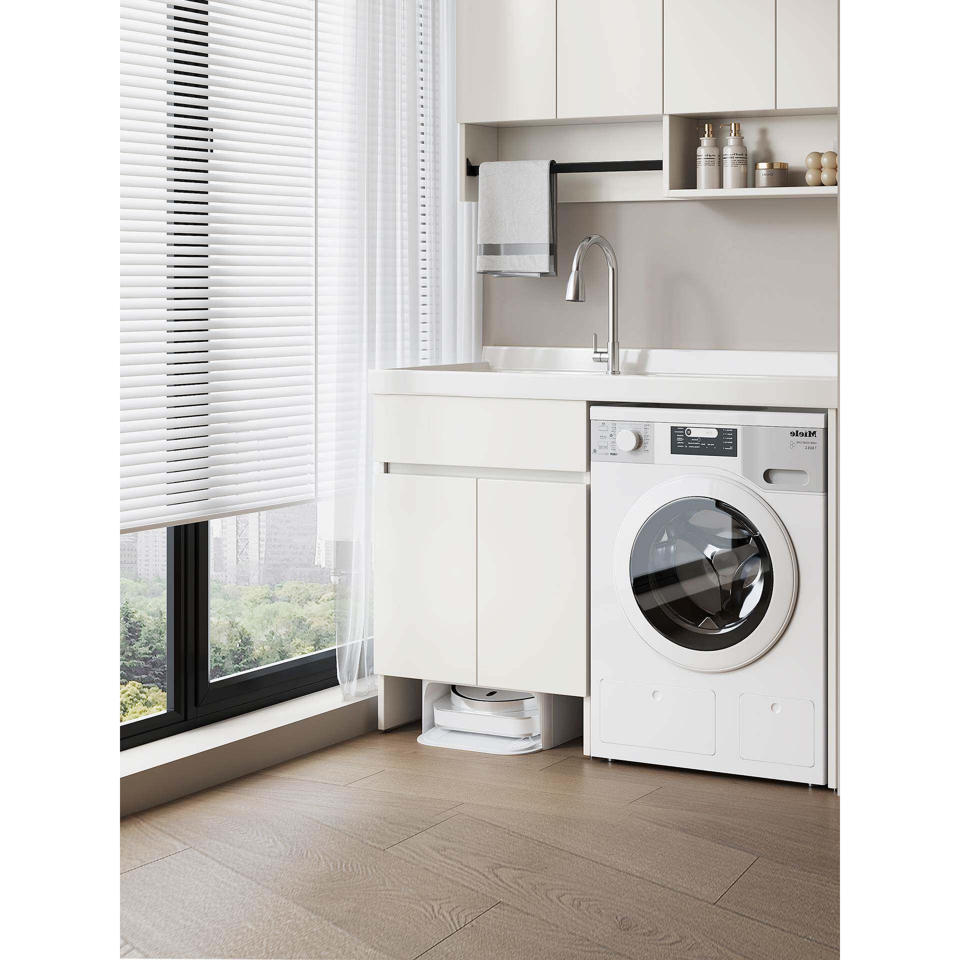 洗衣机一体带搓板洗衣机池浴室柜组合浴柜一体定制扫地机洗衣机柜