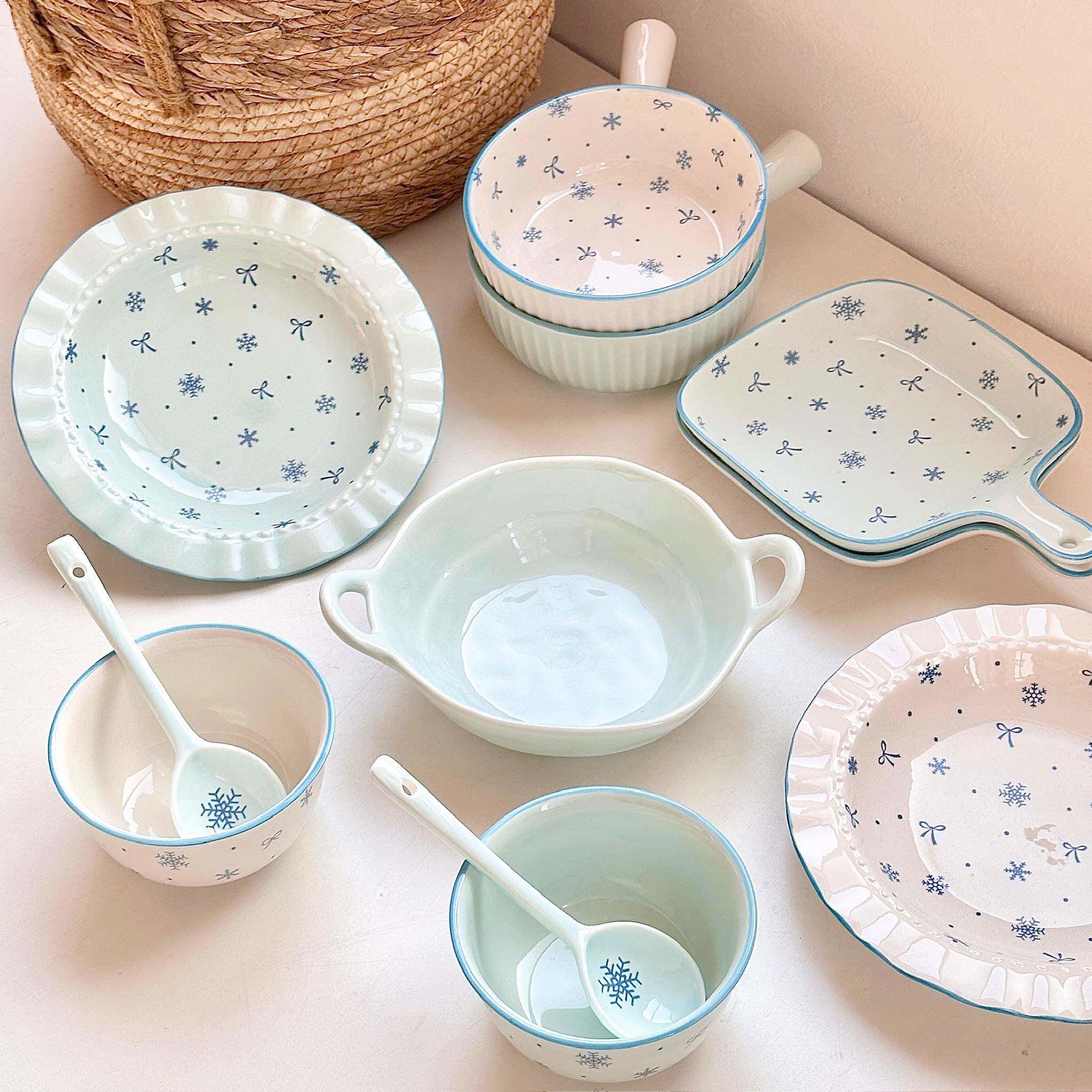 家用陶瓷菜盘餐具二人食可爱碗具套装漂亮碗盘碗碟套装一人食盘子