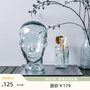 西班牙手工玻璃透明人头像桌面摆件覆古装 清仓 饰品耳机架 特价