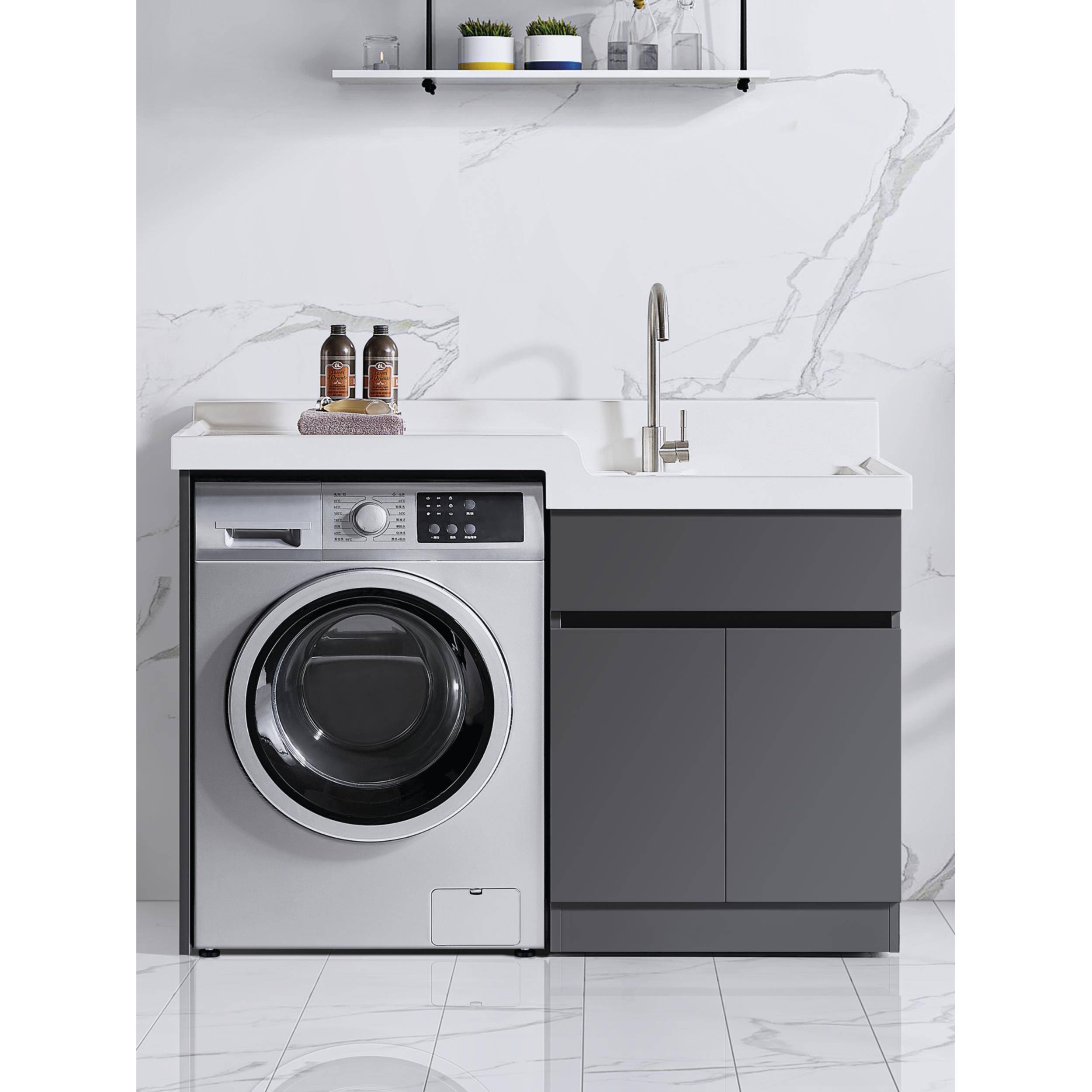 阳台洗衣机柜定制成都洗衣柜脸盆一体柜洗手台洗衣池带搓板洗衣台