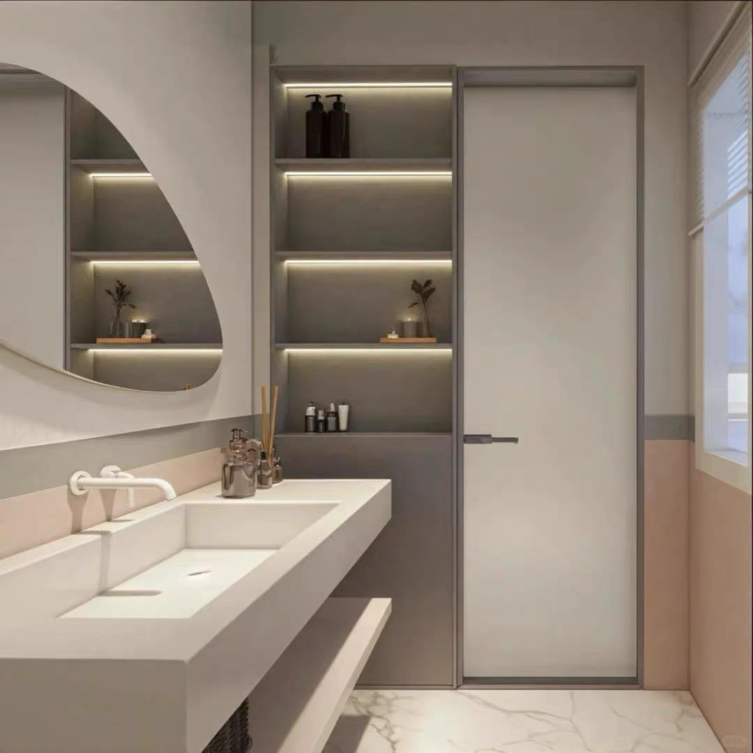 铝合金门连柜隔断浴室干湿分离门联柜屏风卫生间门防水玻璃门移门