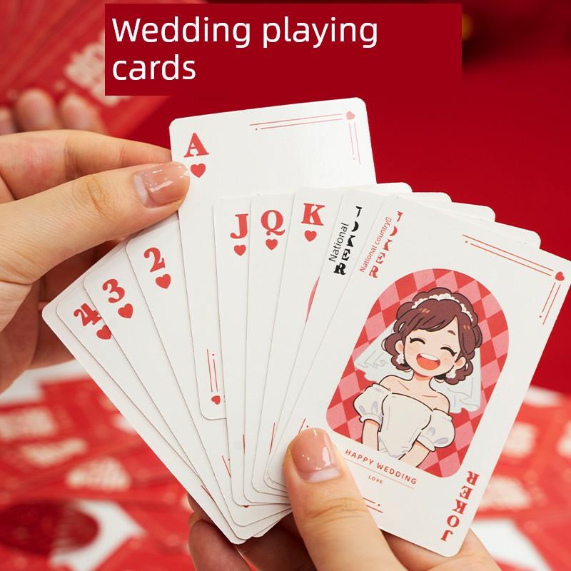 采购产品婚礼纸牌，囍人物拾取游戏道具，节日纸牌，挡住门，招待