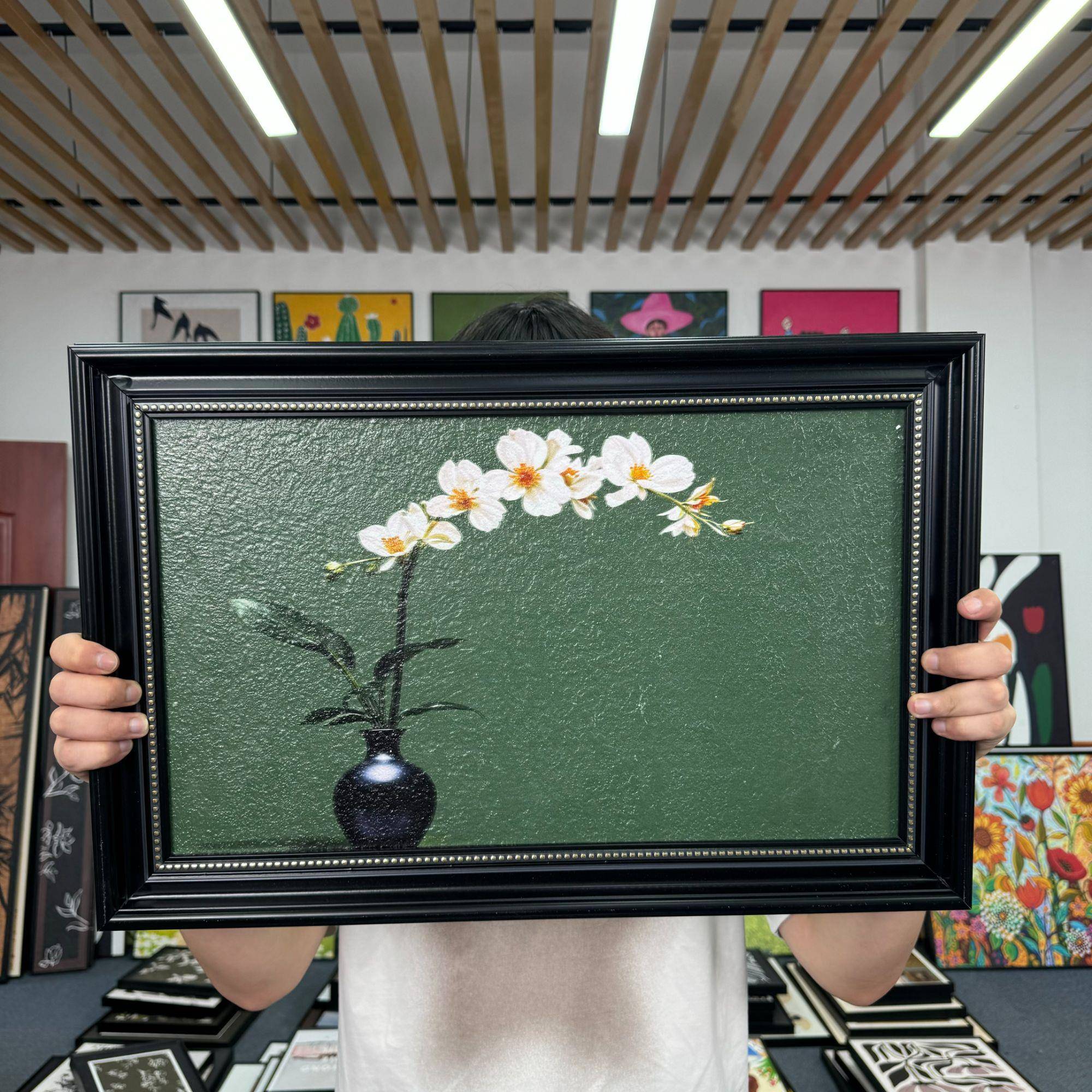 客厅艺术中古风装饰画法式复古书房餐厅墙挂画C003壁画绿底4060图片