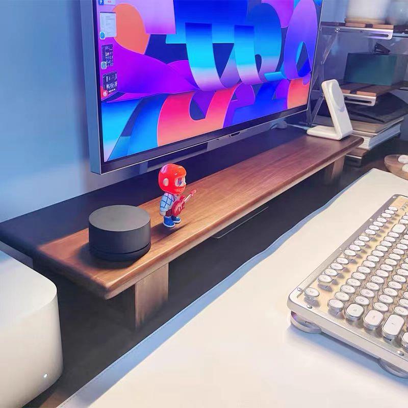 实木电脑萤幕显示器增高架台式增高支架桌面收纳托 托架原木垫高