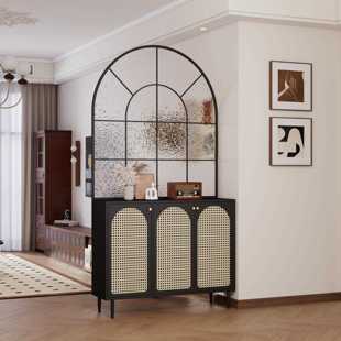 复古屏风隔断柜鞋柜一体中古风玻璃入户玄关柜法式收纳餐边柜定制