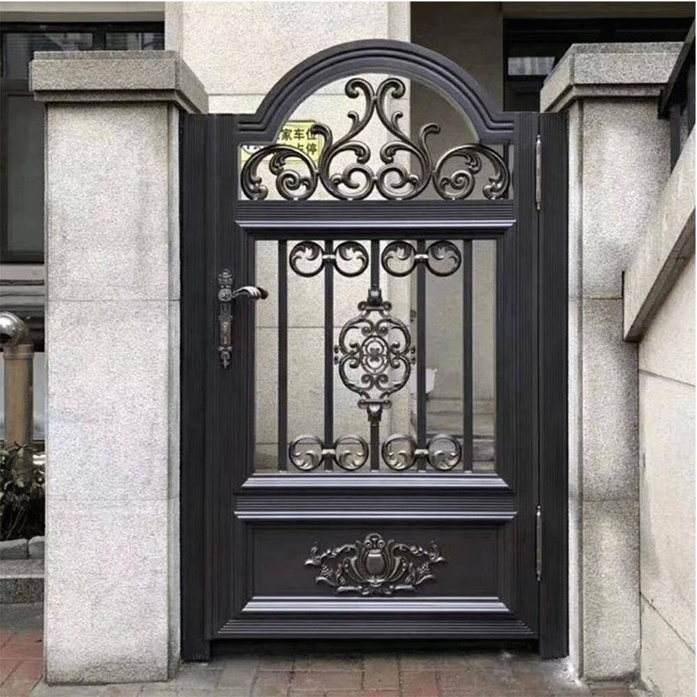 庭院小门别墅花园铝合金栅栏门中式定制大门单开 门电动铝艺门