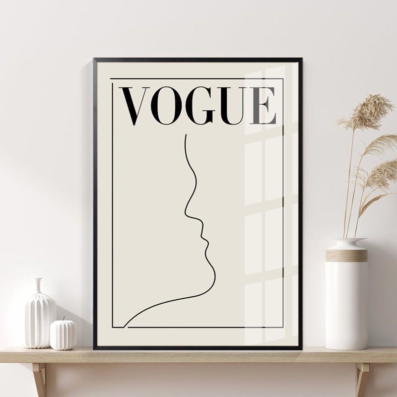 杂志封面海报装饰画VOGUE线条极简诧寂风摆件大地色人物画