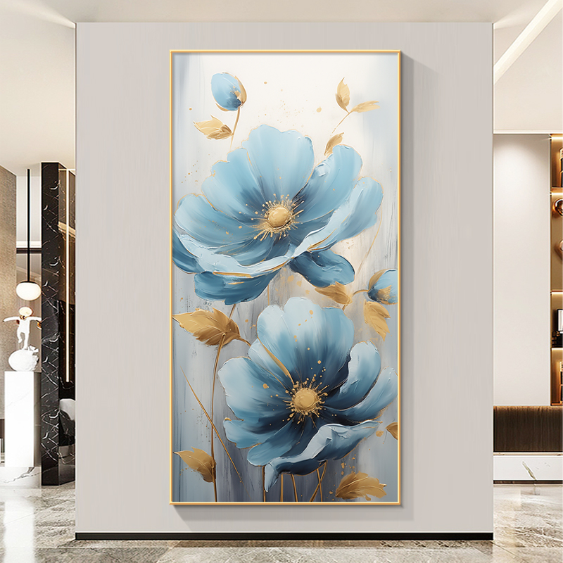 花开富贵入户玄关装饰画现代轻奢抽象花卉走廊过道尽头高级感挂画图片