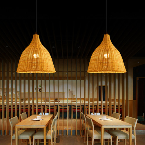 复古藤编吊灯创意个性艺术婚庆店草帽灯罩饭店东南亚竹编灯笼