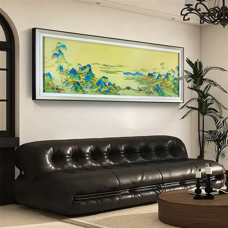 千里江山图刺绣装饰画苏绣画高级感适合大白墙的O挂画客厅2025新图片