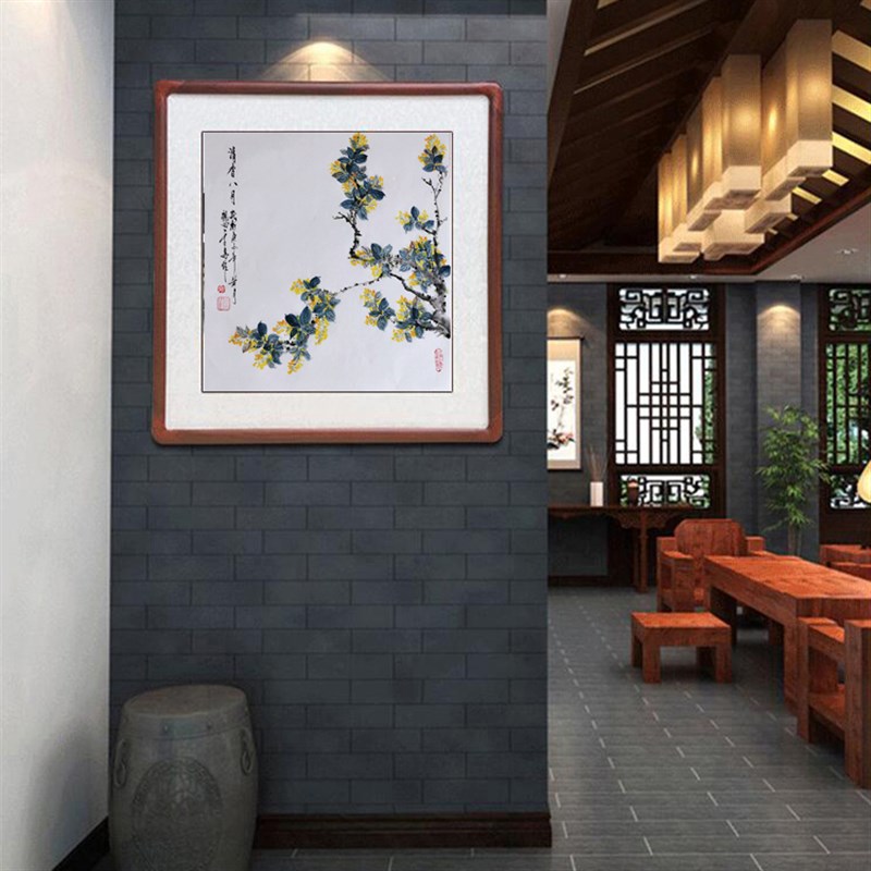 国画桂花字书画手绘真迹客厅装饰画写意花鸟定制挂画水墨画实木框图片