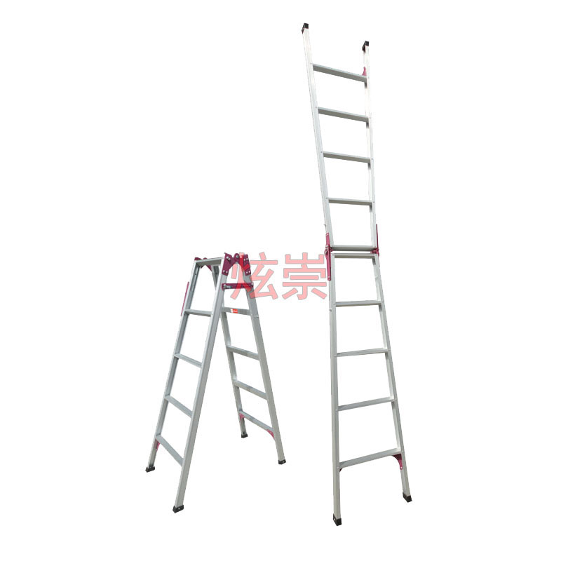 1.5米直马两用梯伸缩梯便携式梯子加厚人字梯家用安全梯折叠梯