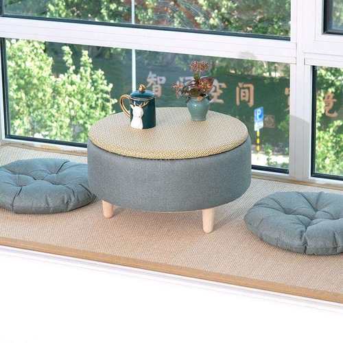 藤编飘窗桌子可收纳桌窗台地台日式炕桌榻榻米茶桌茶几实木小圆桌