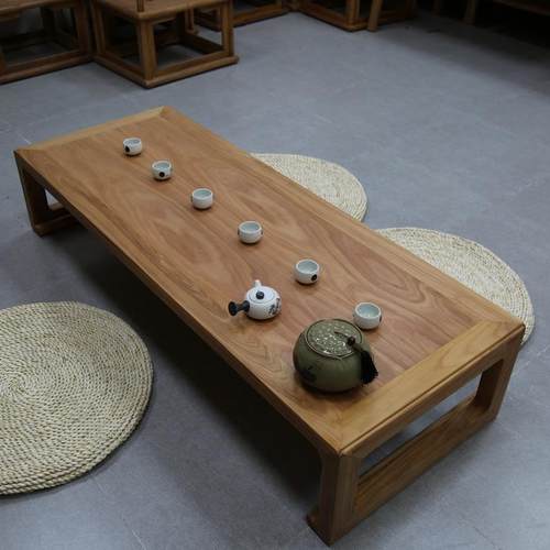 新中式茶几矮桌榻榻米日式茶桌禅意茶台桌子老榆木炕桌实木飘窗桌