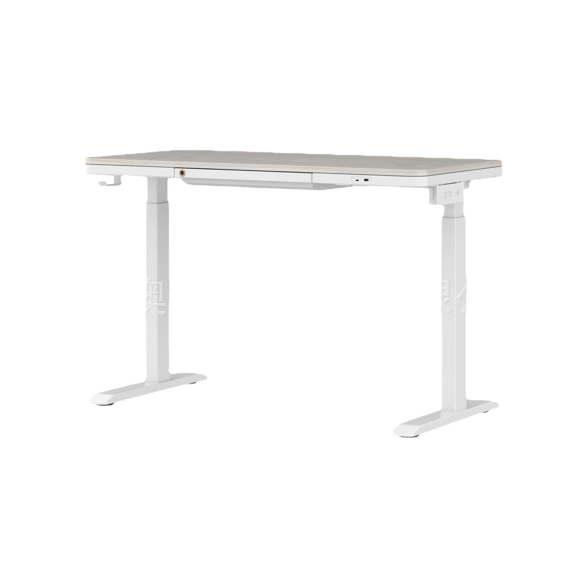 木纹音箱玻璃电动升降桌办公桌站立式工作台手机充电