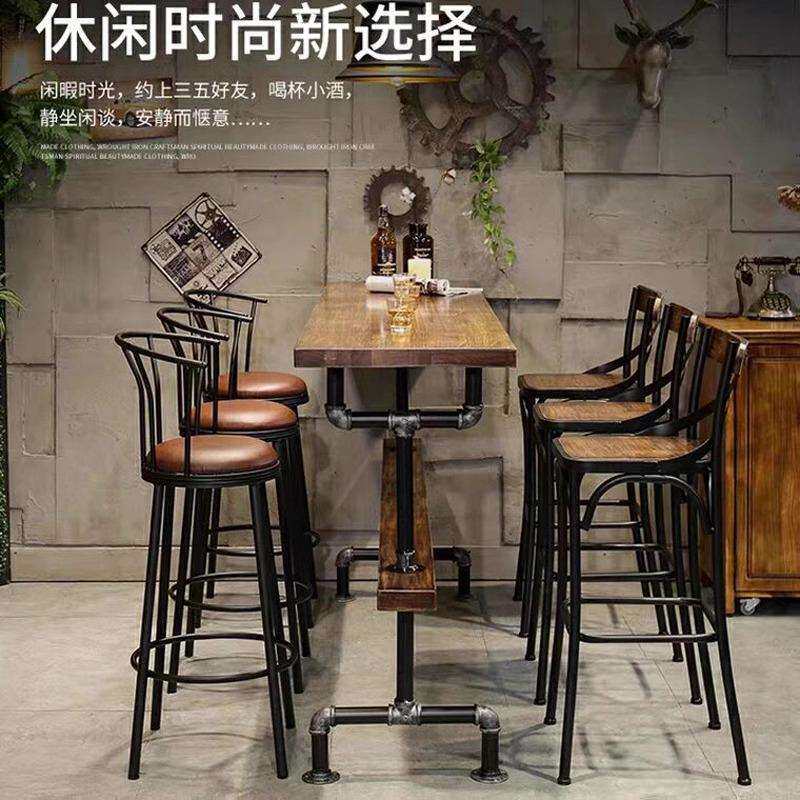 吧台桌椅组合长条桌家用阳台个性酒吧吧台桌小高脚桌实木靠墙桌子