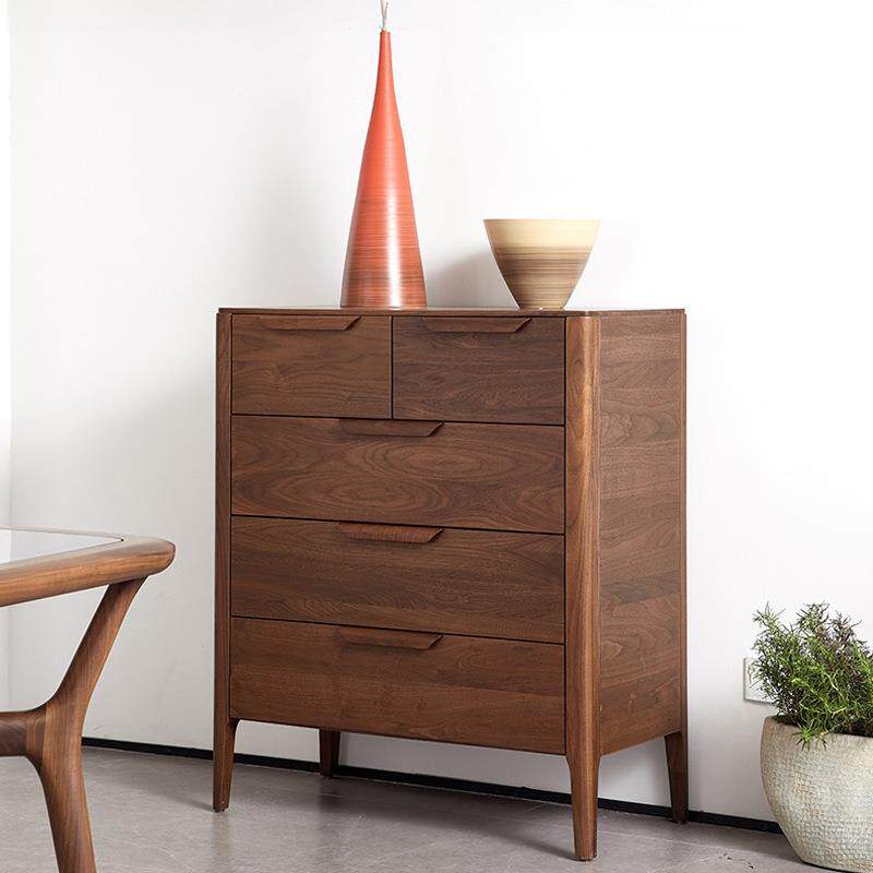 北美黑胡桃木斗柜收纳柜意式实木五斗柜客厅抽屉柜卧室五斗橱