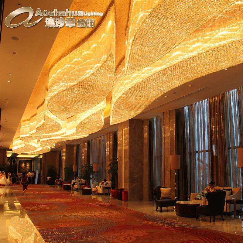 Chandelier酒店大堂宴会厅水晶吊灯长方形沙盘吸顶灯饰