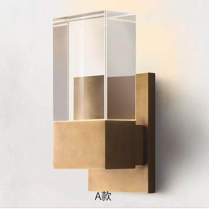 现代中式简奢全铜壁灯简约美式复古酒店大堂过道卧室床头创意壁灯