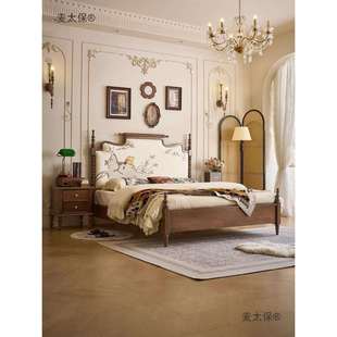 2025年新款中古风双人床卧室家用宋氏美学床刺绣工艺软靠1麦太保