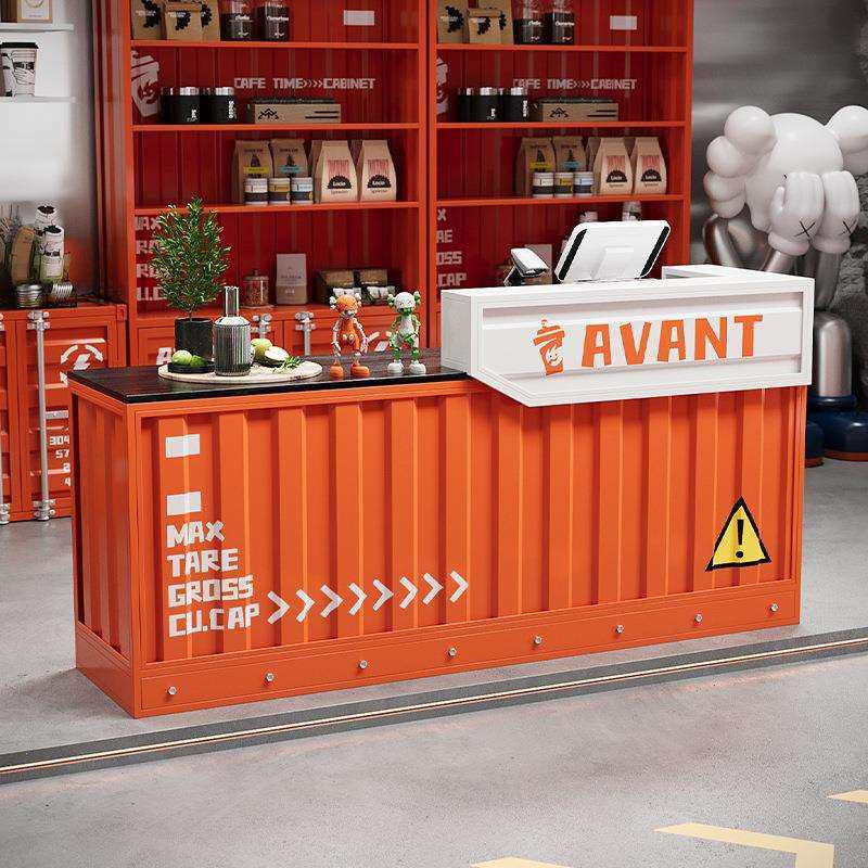 吧台收银台奶茶店咖啡厅健身房店铺商用酒吧柜台工业风前台接待台