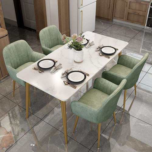 北欧简约大理石餐桌椅小户型民宿长方形饭桌酒店餐厅多人吃饭桌