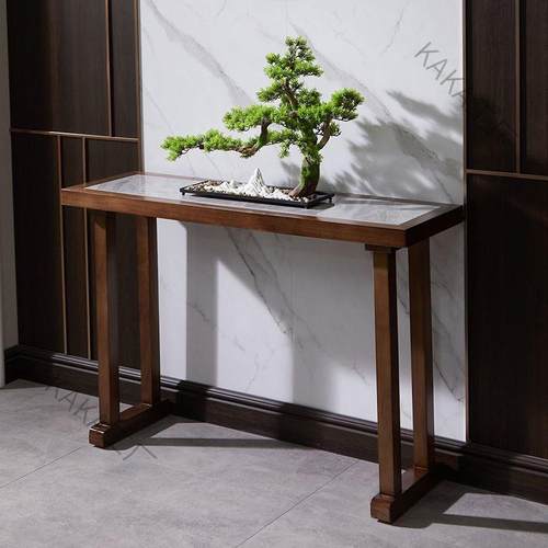 LCP1新中式实木岩板玄关桌轻奢玄关柜入户走廊玄关台简约现代