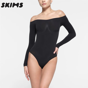 SCULPT一字肩长袖 EAMLESS 打底连体塑身衣无痕紧身衣 HIRE SKIMS