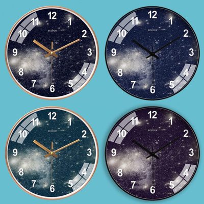 北望星空创意钟表挂钟夜空客厅艺术装饰壁挂现代简约风石英钟静音