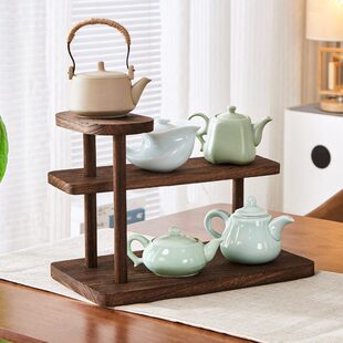 古玩茶具茶架放子烧桐收纳架茶杯架木多层展示架实木置物架置摆件