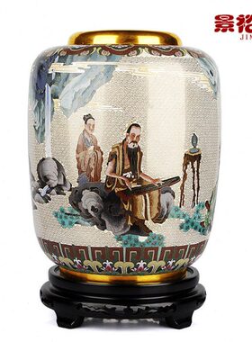 纯手工利罐丝胎掐正宗摆件特色品艺老罐珐琅景泰蓝天纯铜高山流水